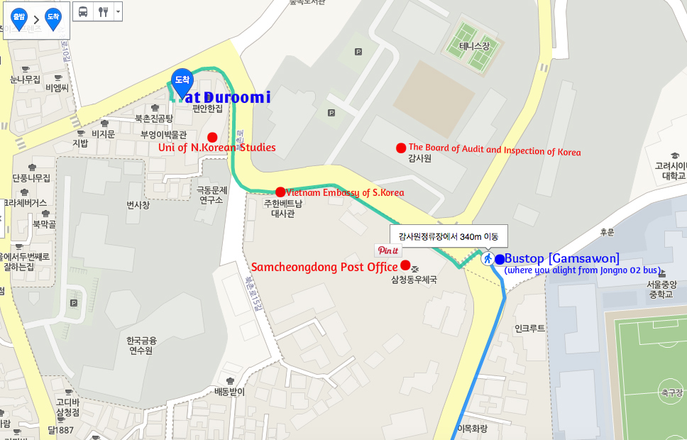 How to get to durooomi restaurant samcheongdong